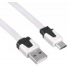 Кабель USB 2.0 USB A(m) - microUSB B 5pin(m)   1.0м  White  FLAT  Buro
